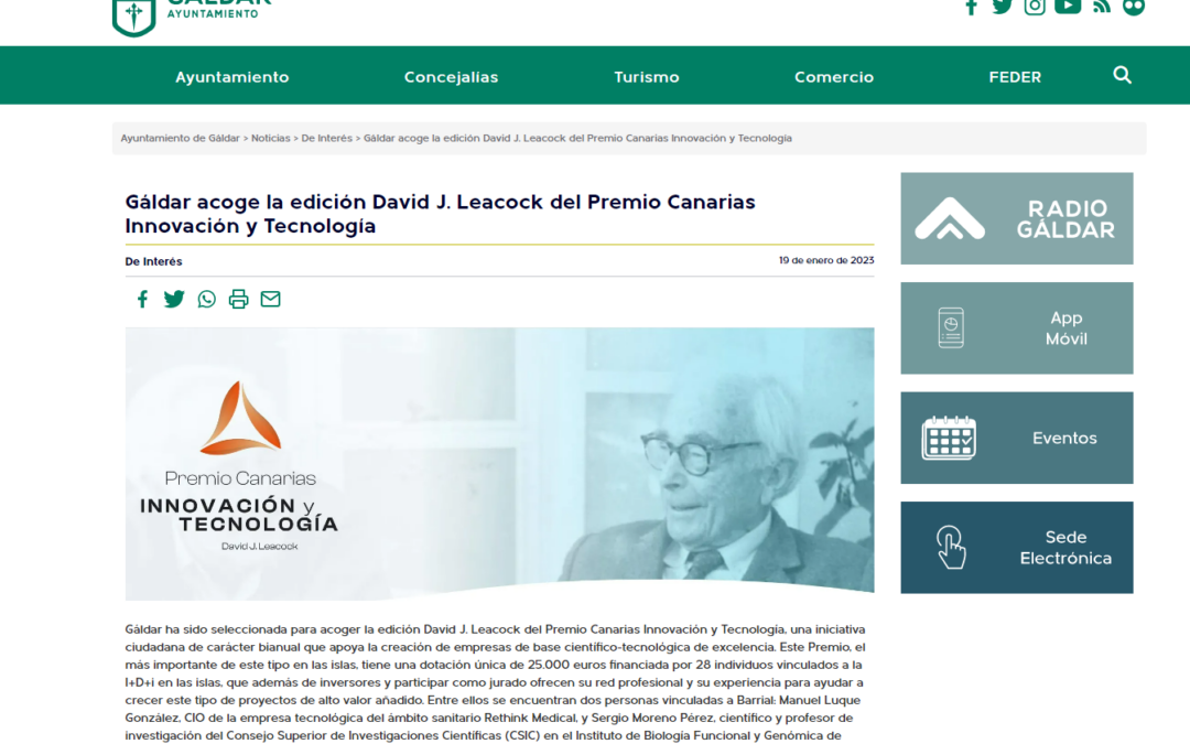 Gáldar acoge la edición David J. Leacock del Premio Canarias Innovación y Tecnología